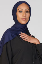 Petite Rhinestone Jersey Hijab - Navy