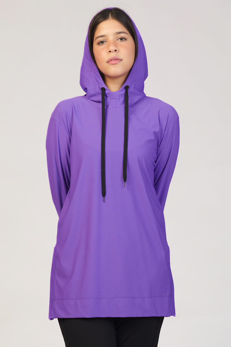Hooded Classic Active Top - Violet