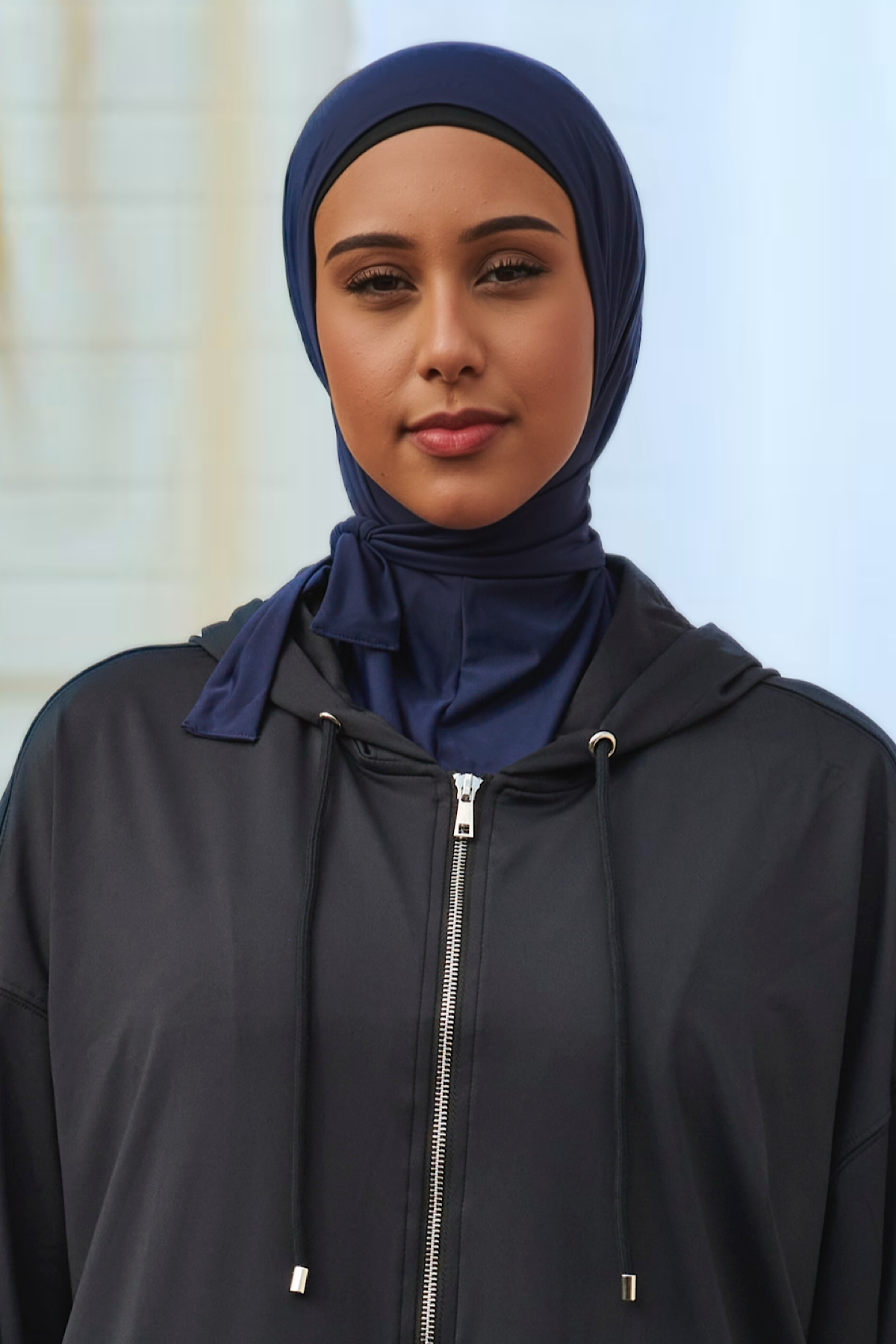 Side Tie Active Hijab - Navy