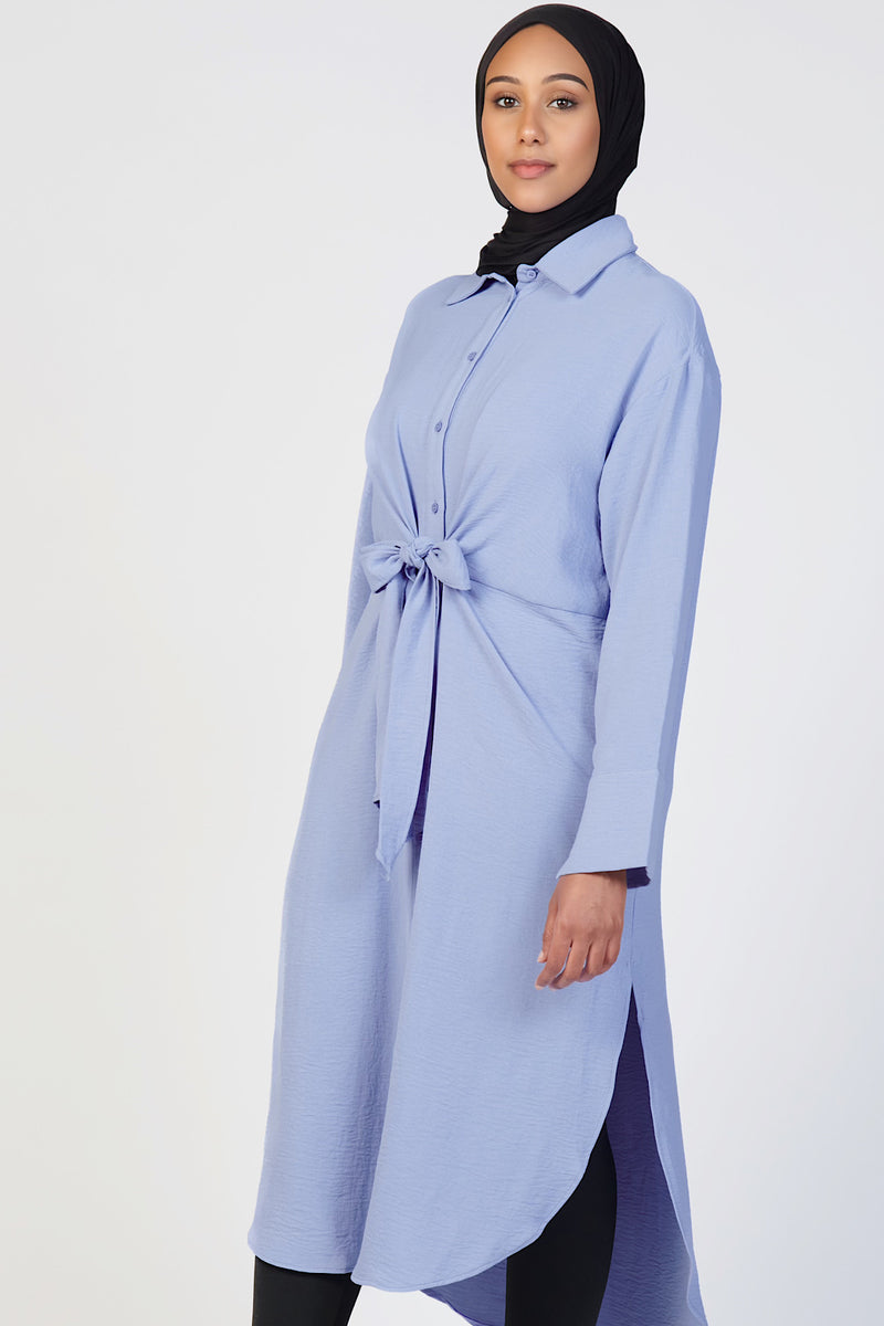 Front Tie Midi Dress -Blue
