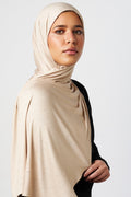 Petite Rhinestone Jersey Hijab - Oat