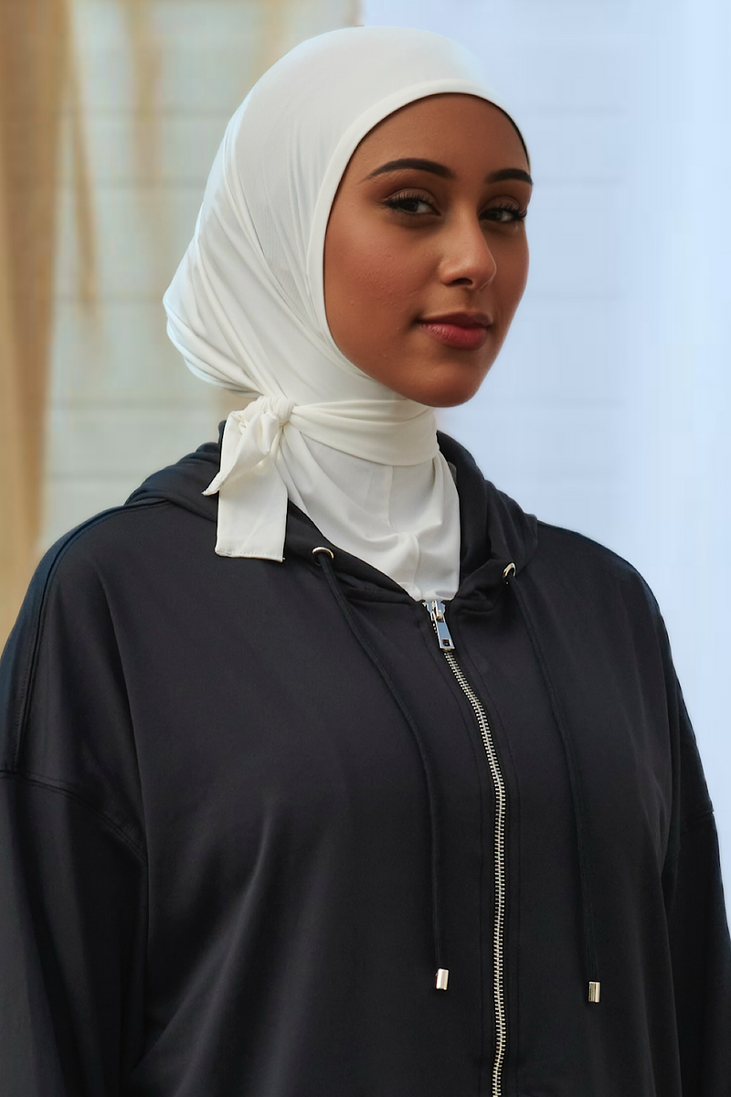 Side Tie Active Hijab - Off White