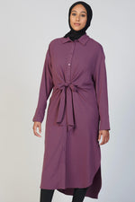 Front Tie Midi Dress - Dark Mauve