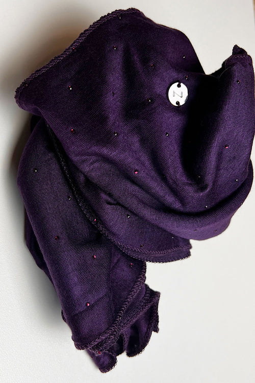 Petite Rhinestone Jersey Hijab - Eggplant