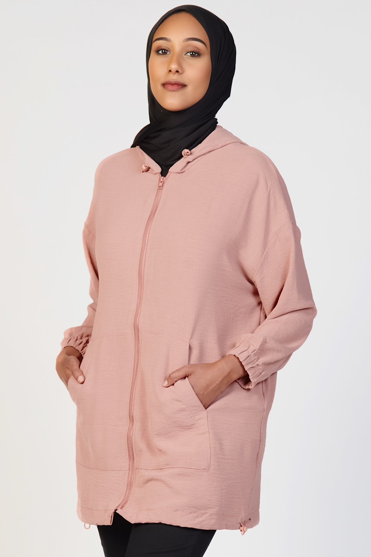 Light Zip Up Hoodie- Mauve