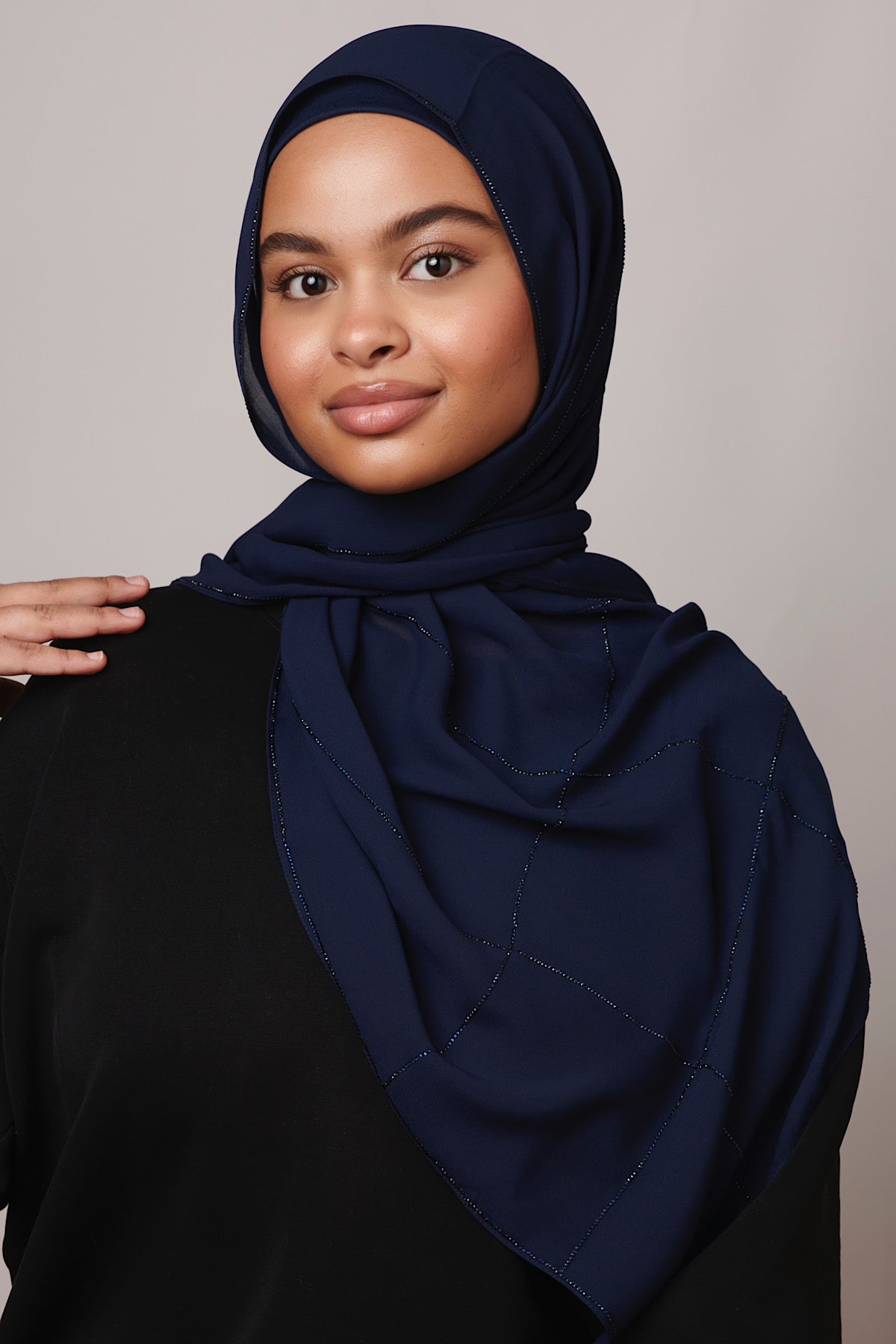 Petite Rhinestone Hijab - Midnight