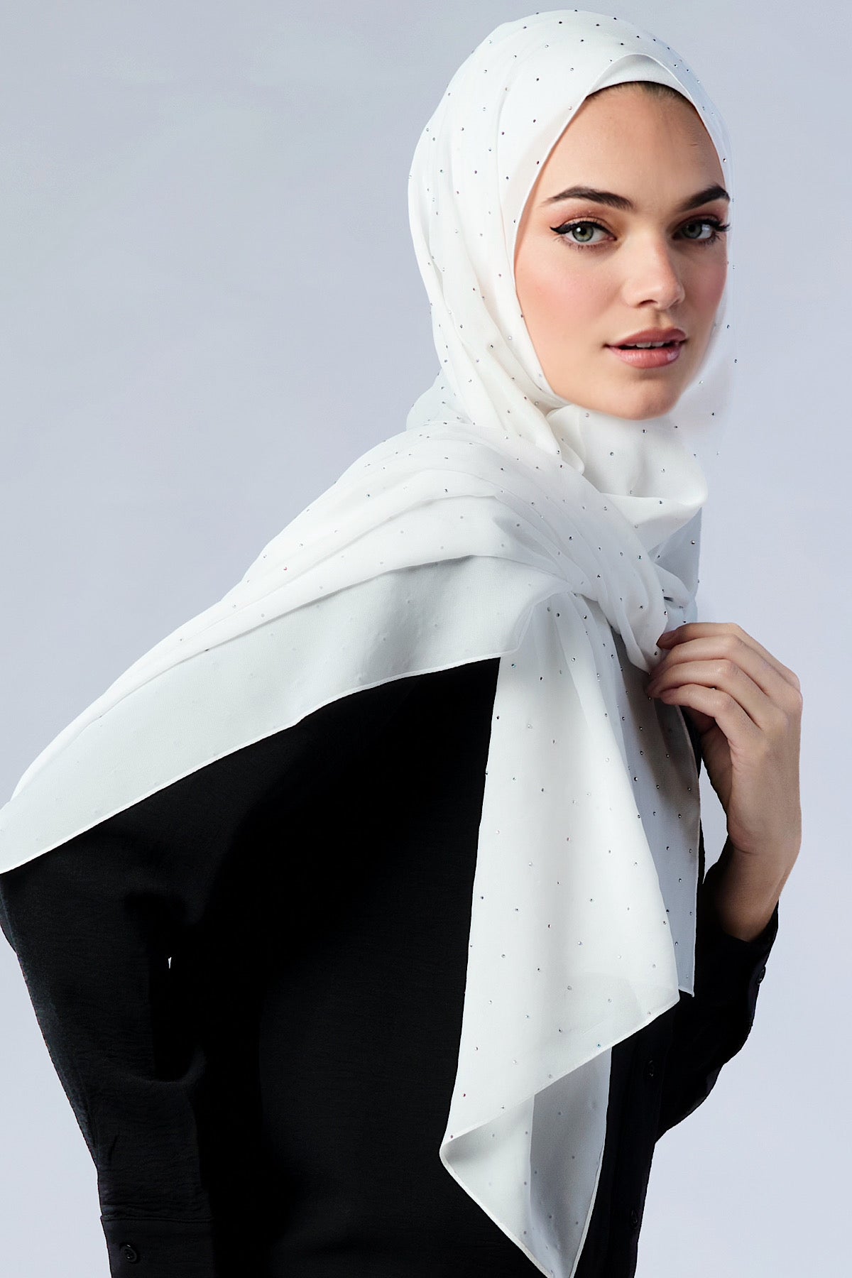 Petite Stardust Chiffon Hijab - White
