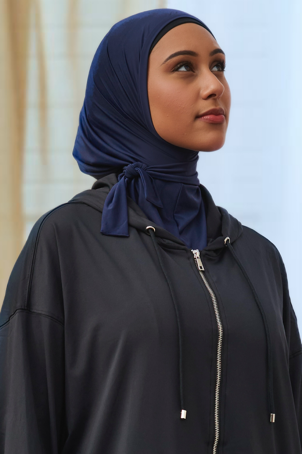 Side Tie Active Hijab - Navy