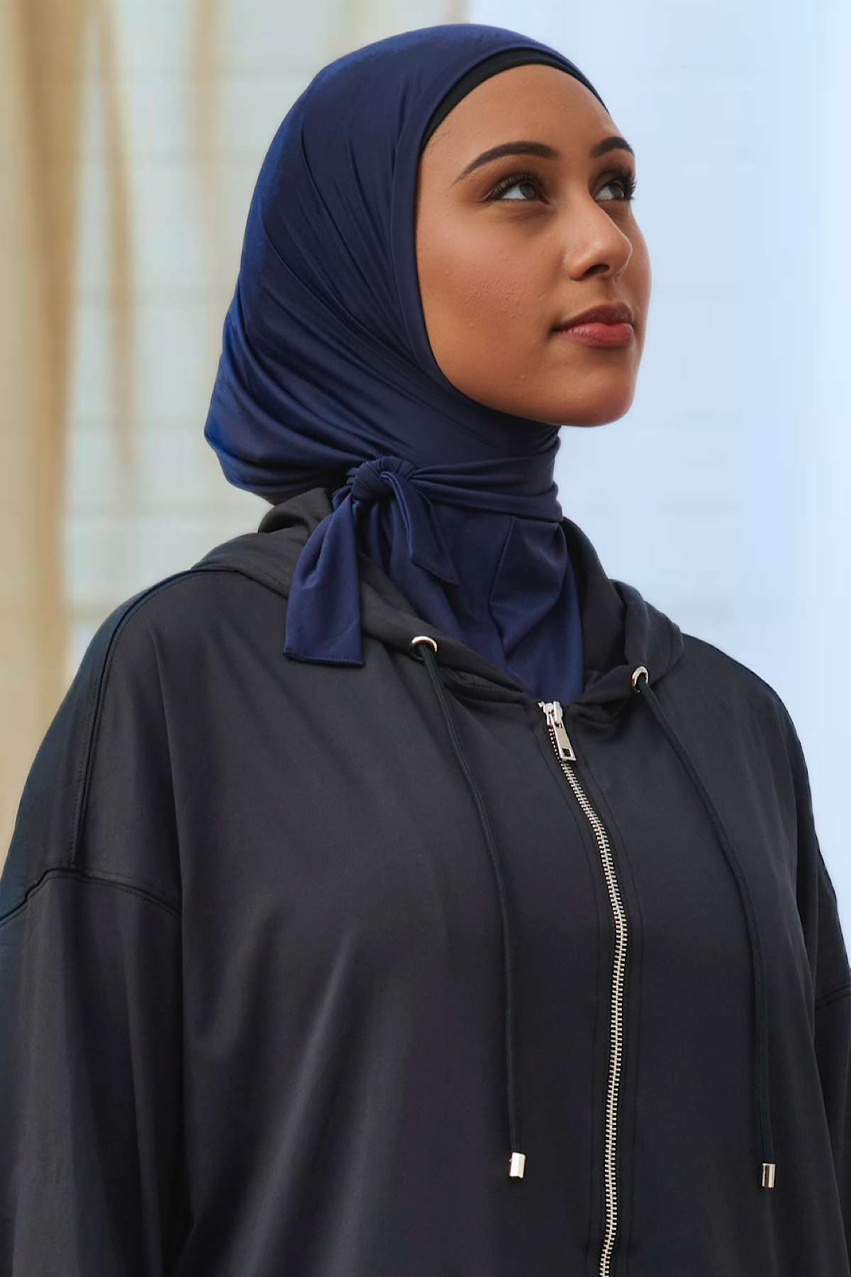 Side Tie Active Hijab - Navy