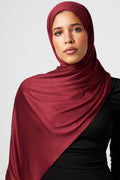 Petite Rhinestone Jersey Hijab - Crimson