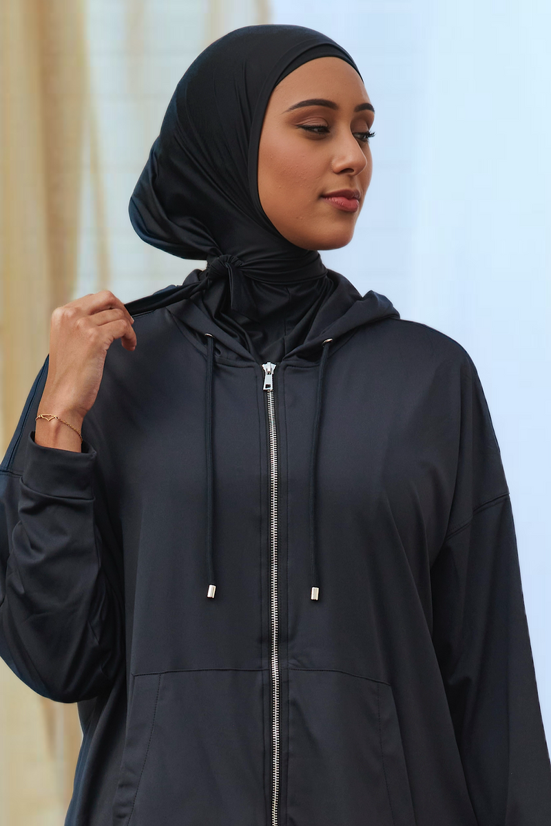 Side Tie Active Hijab - Black