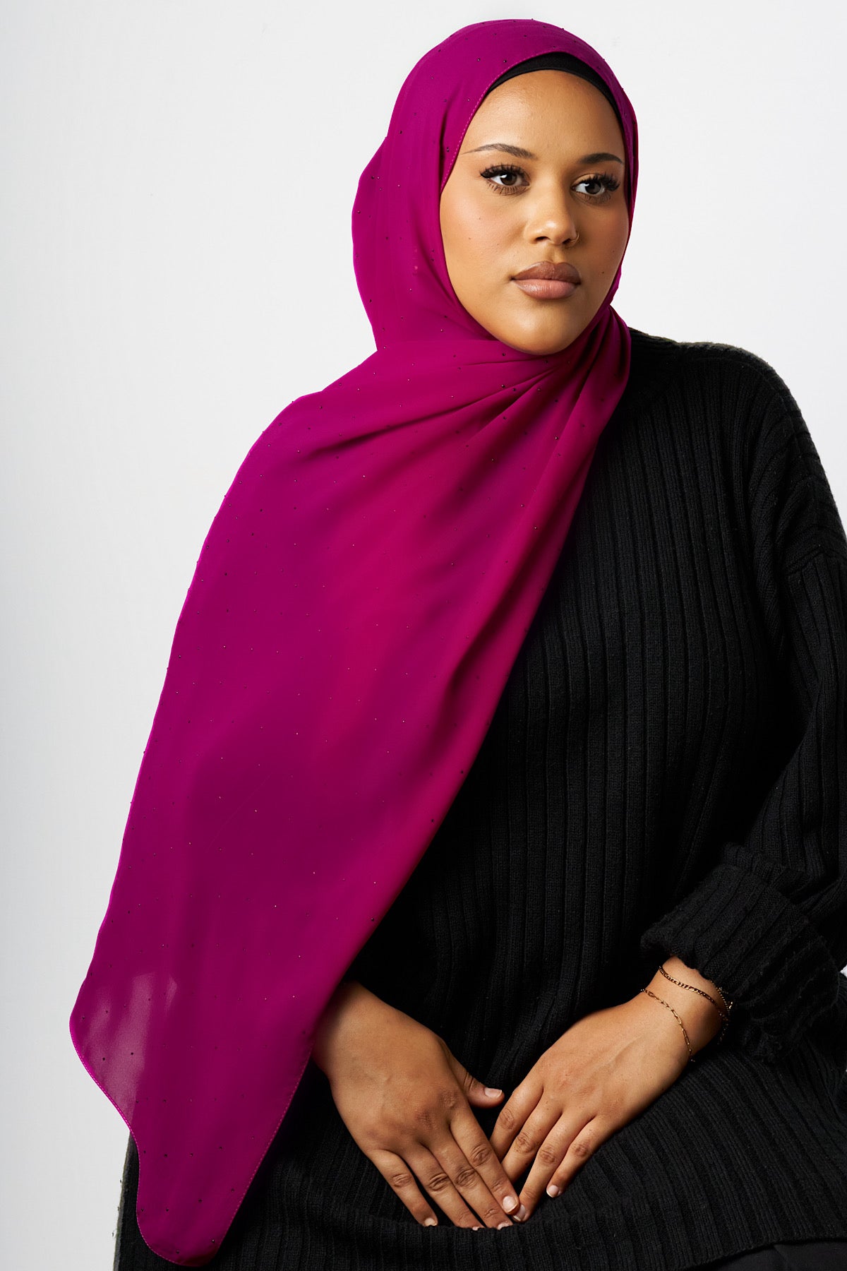 Petite Stardust Chiffon Hijab - Magenta