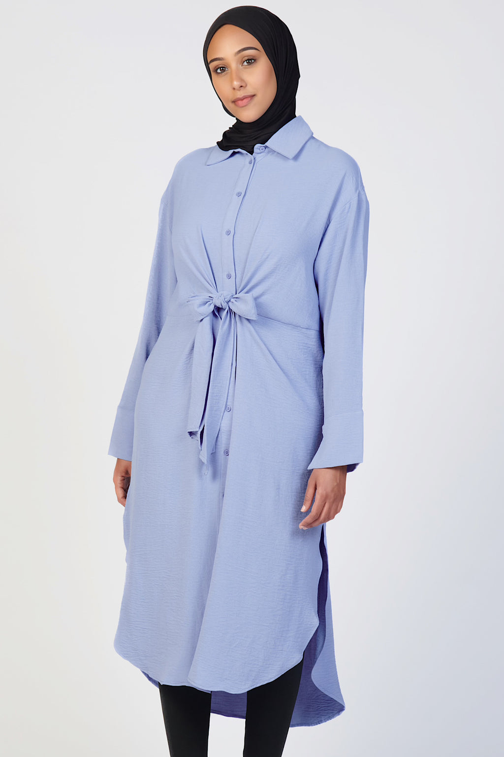 Front Tie Midi Dress -Blue
