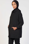 Light Zip Up Hoodie- Black