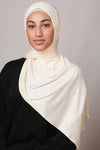 Petite Rhinestone Jersey Hijab - Cream