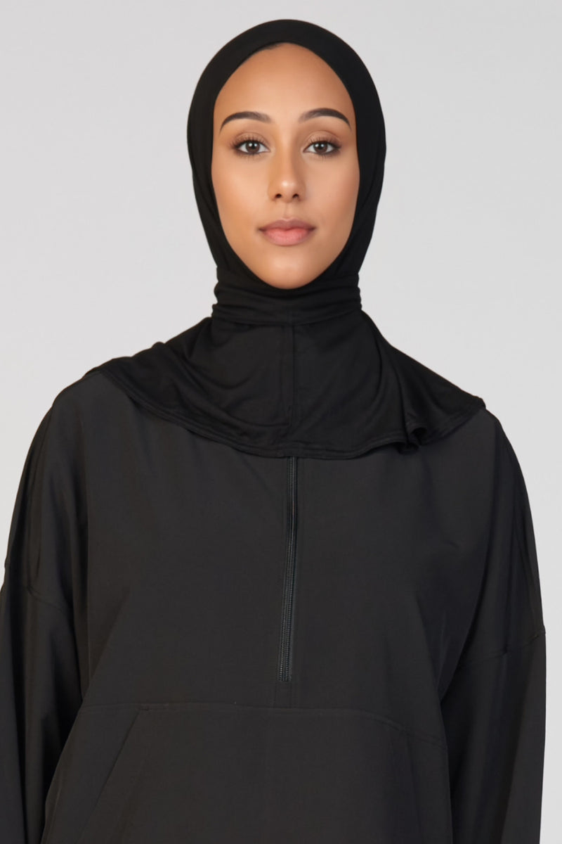Snapback Active Jersey Hijab - Black