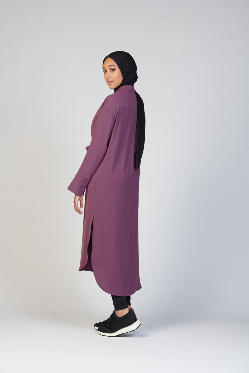 Front Tie Midi Dress - Dark Mauve