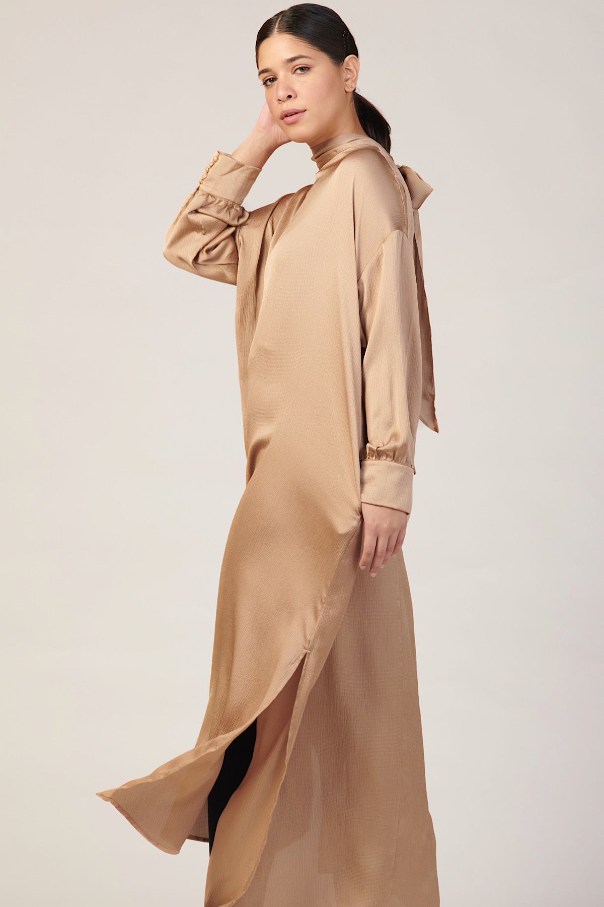 Eden Sash Maxi Dress - Latte Zeena Eden Sash Maxi Dress - Latte Zeena