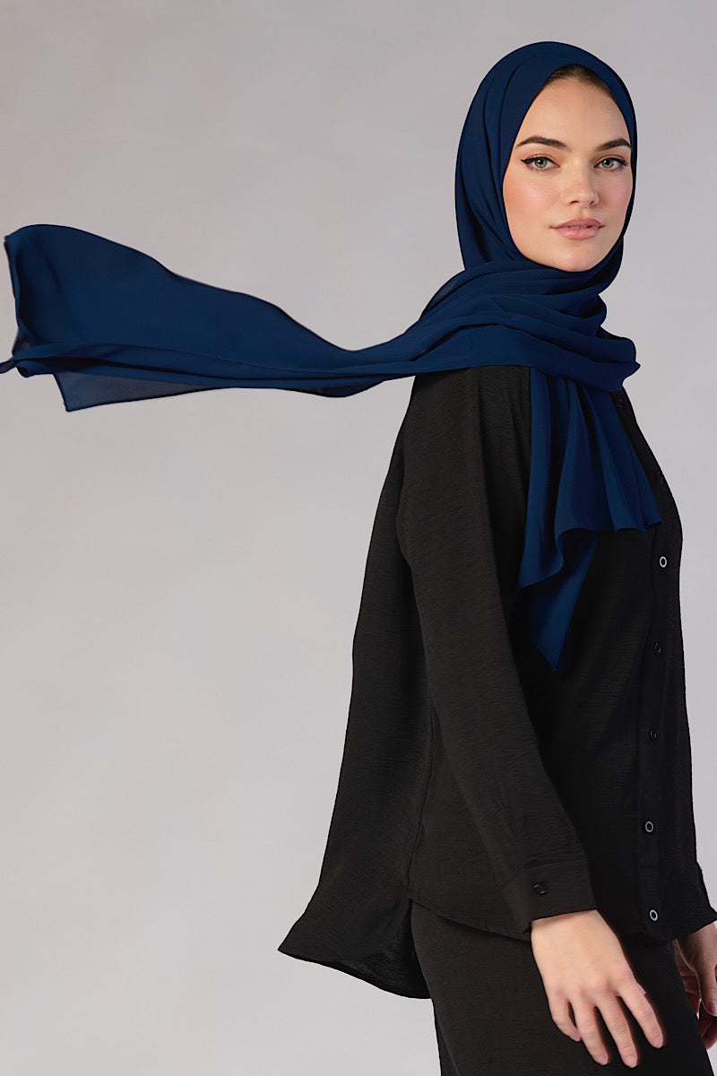 PREMIUM Petite Chiffon Hijab - Navy