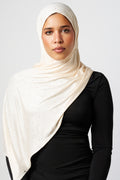 Petite Rhinestone Jersey Hijab - Cream
