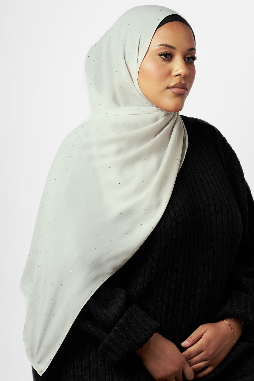 Petite Stardust Chiffon Hijab - Alabaster