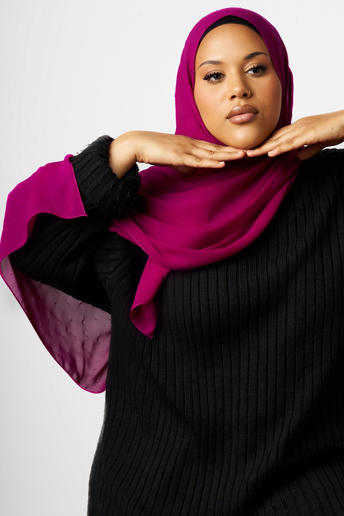 Petite Stardust Chiffon Hijab - Magenta