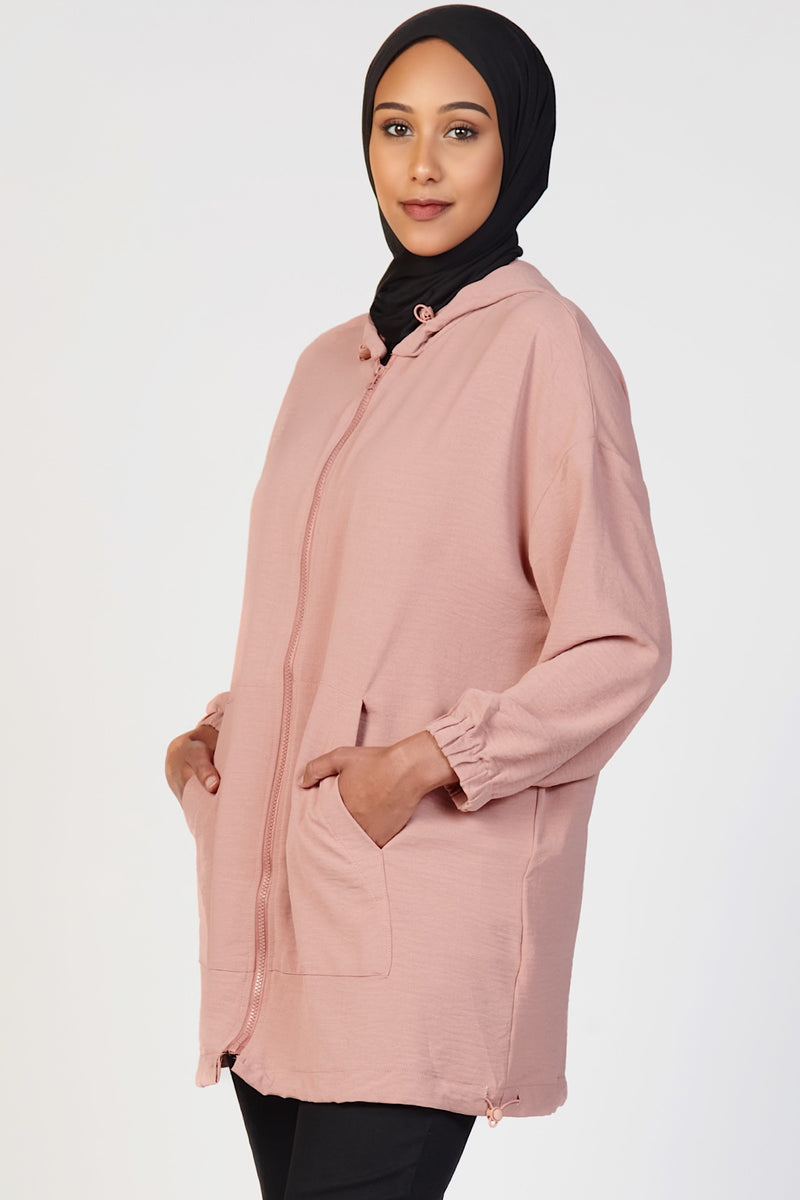 Light Zip Up Hoodie- Mauve
