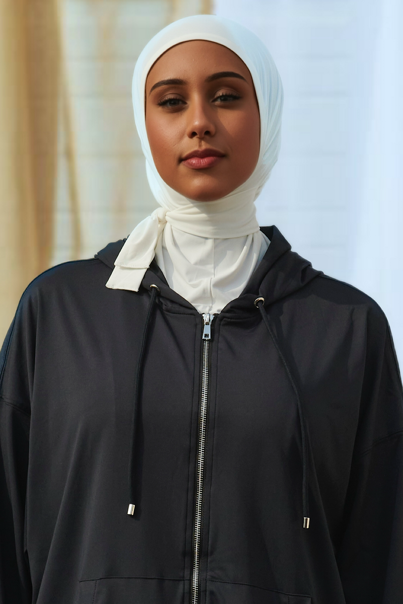 Side Tie Active Hijab - Off White