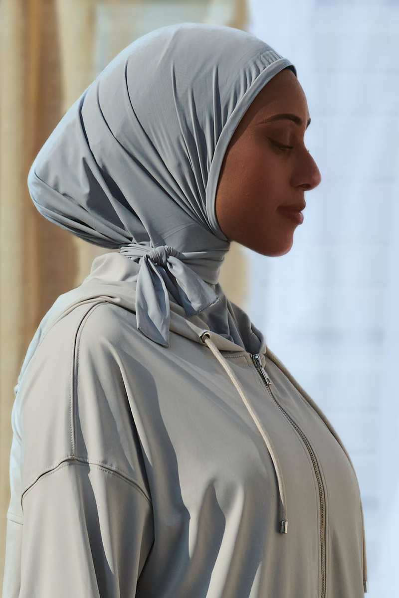Side Tie Active Hijab - Silver
