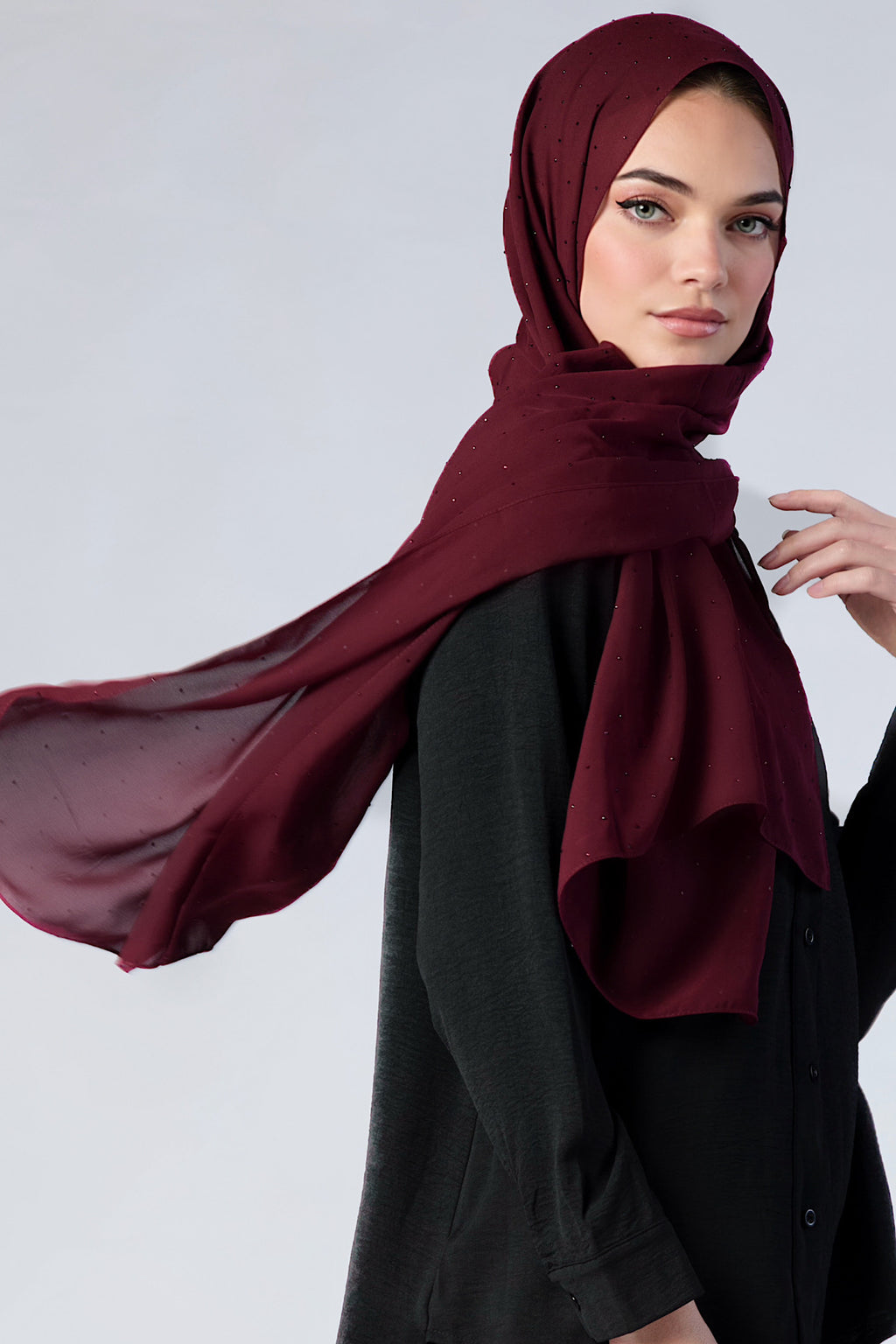 Petite Stardust Chiffon Hijab - Merlot