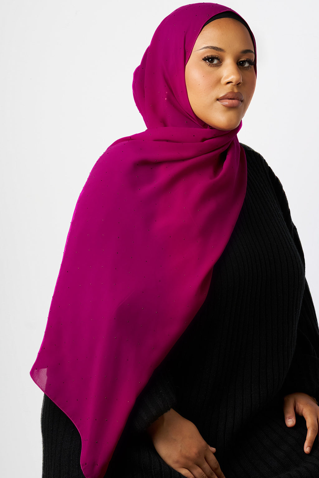 Petite Stardust Chiffon Hijab - Magenta