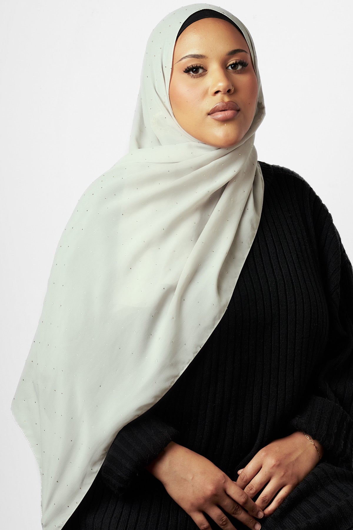 Petite Stardust Chiffon Hijab - Alabaster