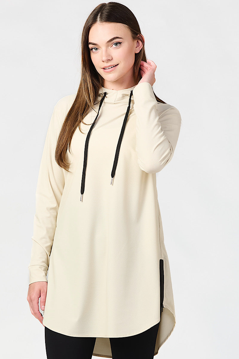Funnel Neck Active Top - Cream
