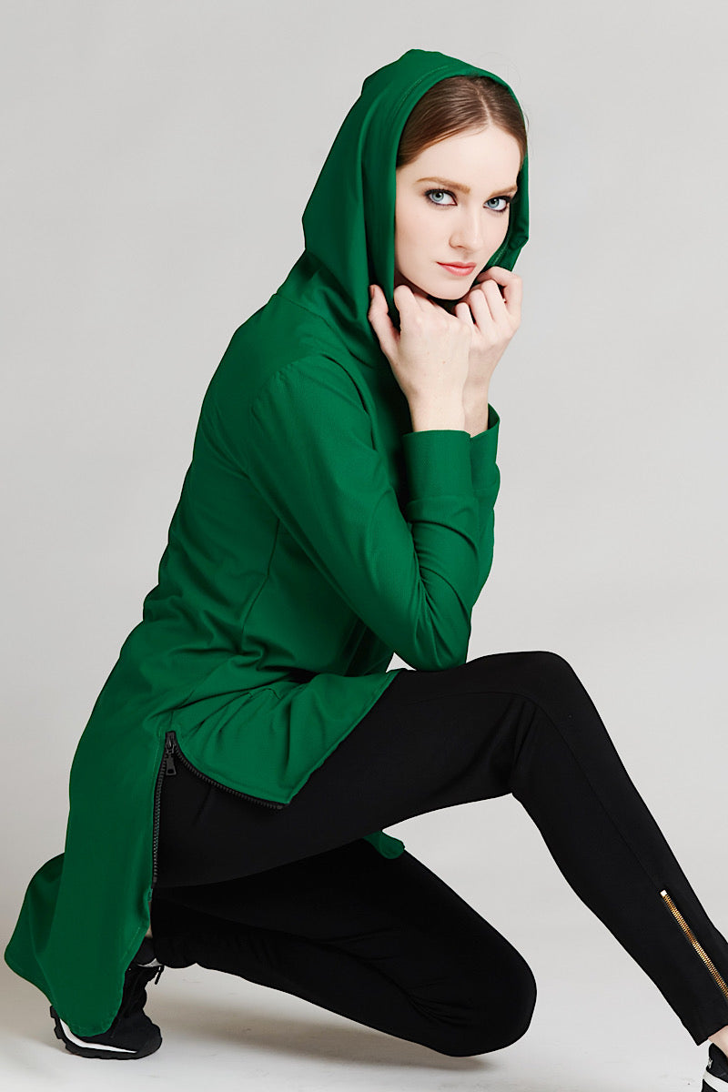 Hoodie Active Top - Hunter Green