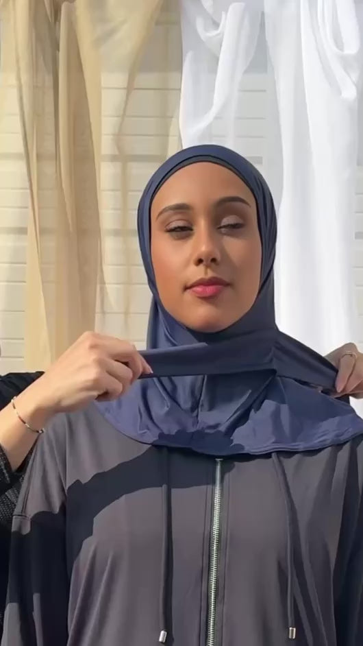 Side Tie Active Hijab - Navy
