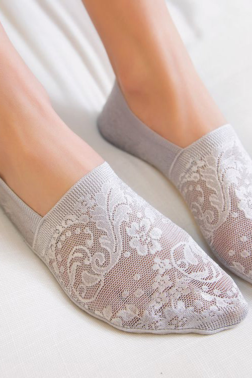 Lace Liner Socks - Gray