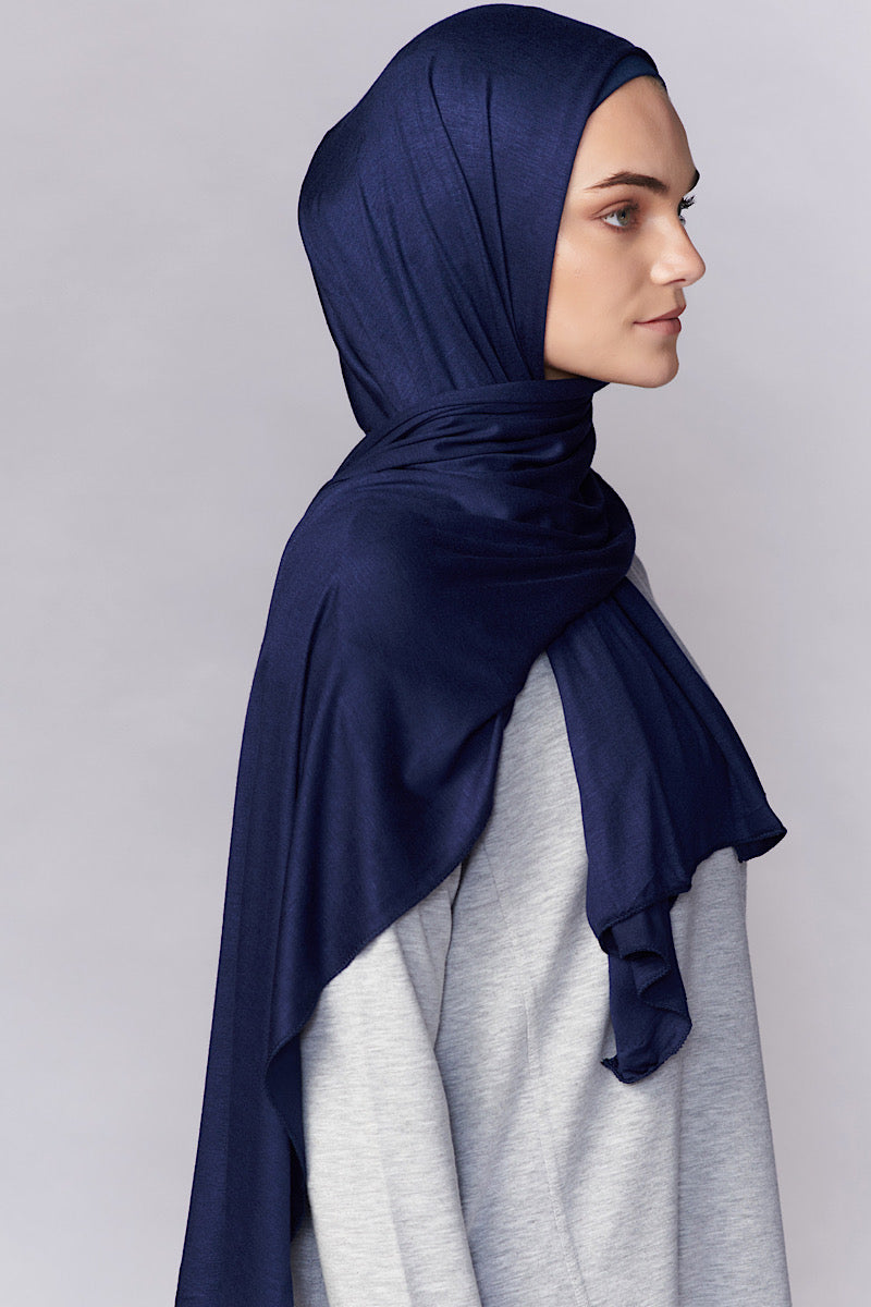 Petite Jersey Hijab - Navy