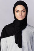 Petite Rhinestone Jersey Hijab - Black
