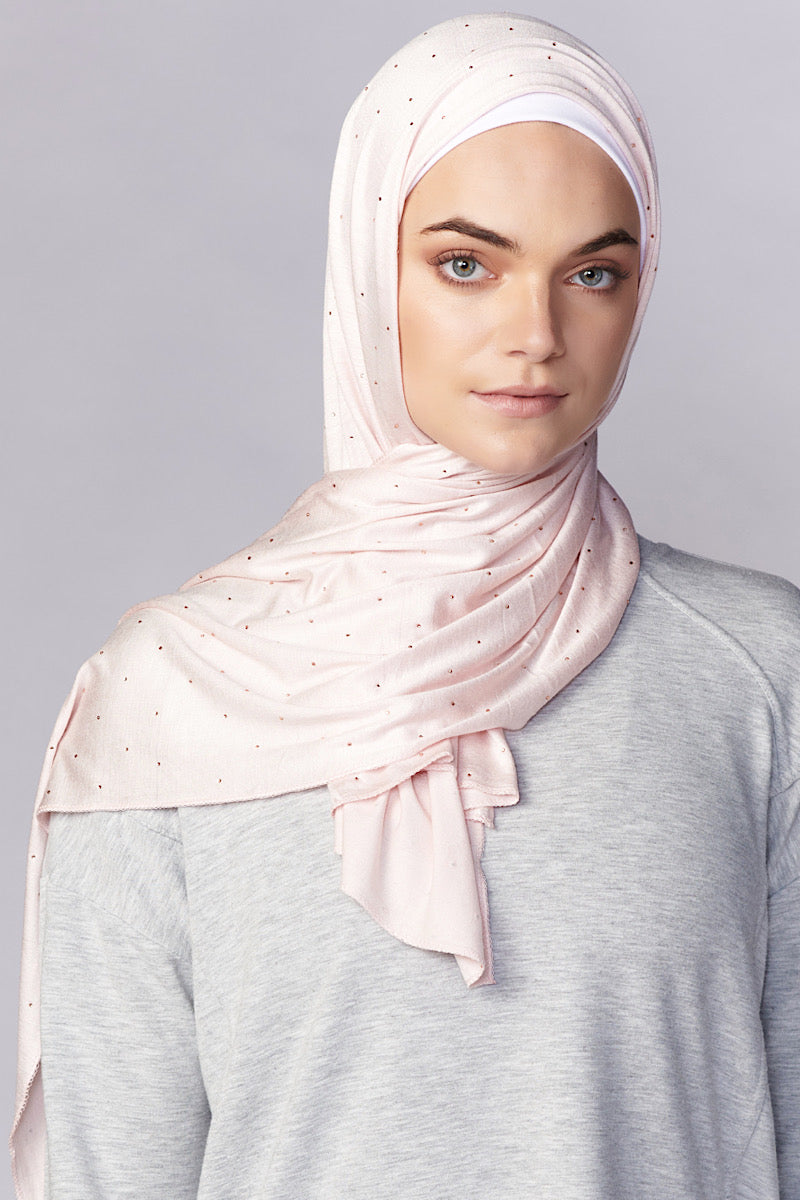 Petite Rhinestone Jersey Hijab - Ballet