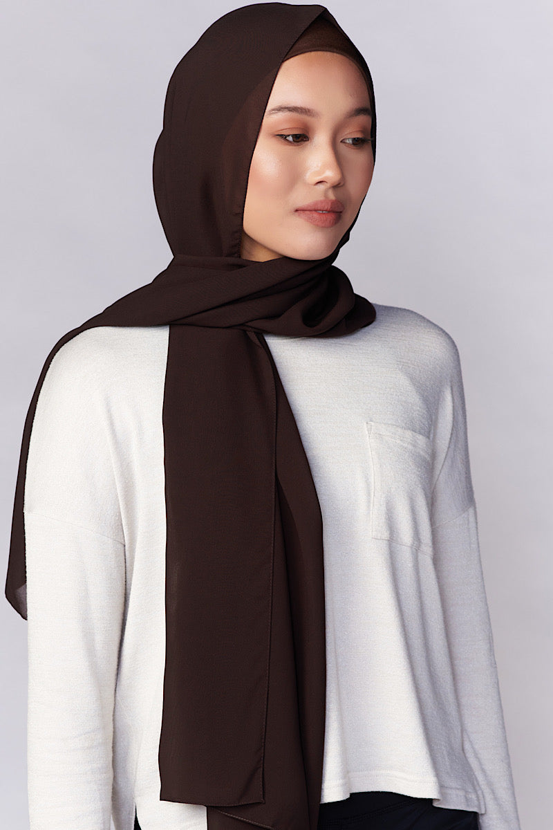 Petite Chiffon Hijab - Chocolate