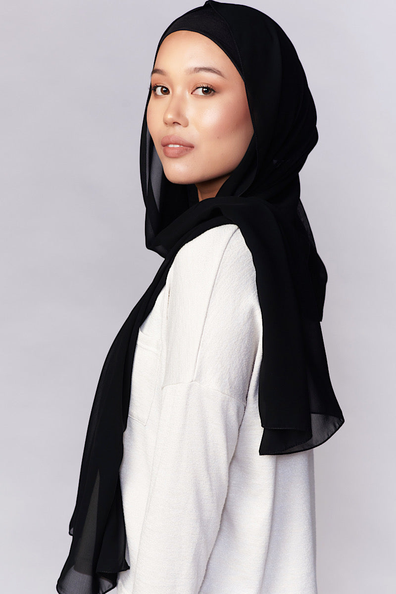 Petite Chiffon Hijab - Black