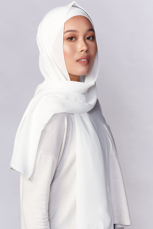 Petite Chiffon Hijab - Diamond White