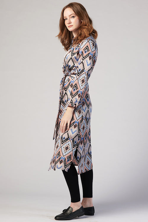 Printed Midi Dress - Satin Diamond