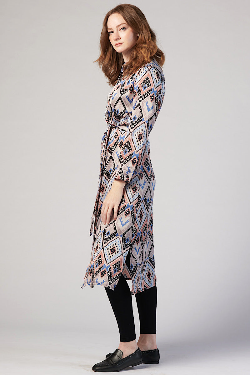 Printed Midi Dress - Satin Diamond