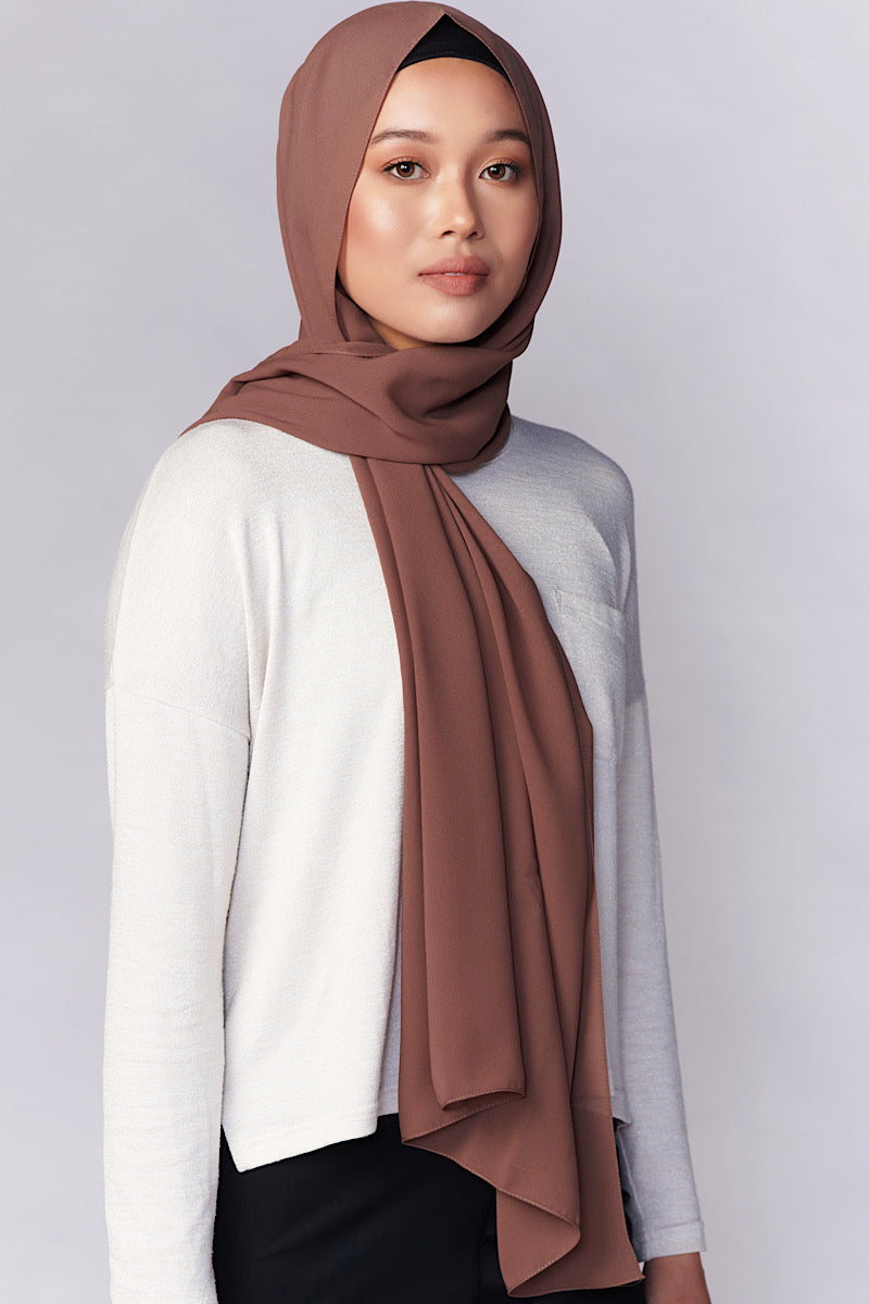 Petite Chiffon Hijab - Saddle