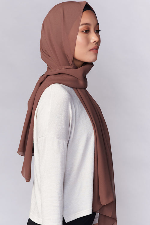 Petite Chiffon Hijab - Saddle