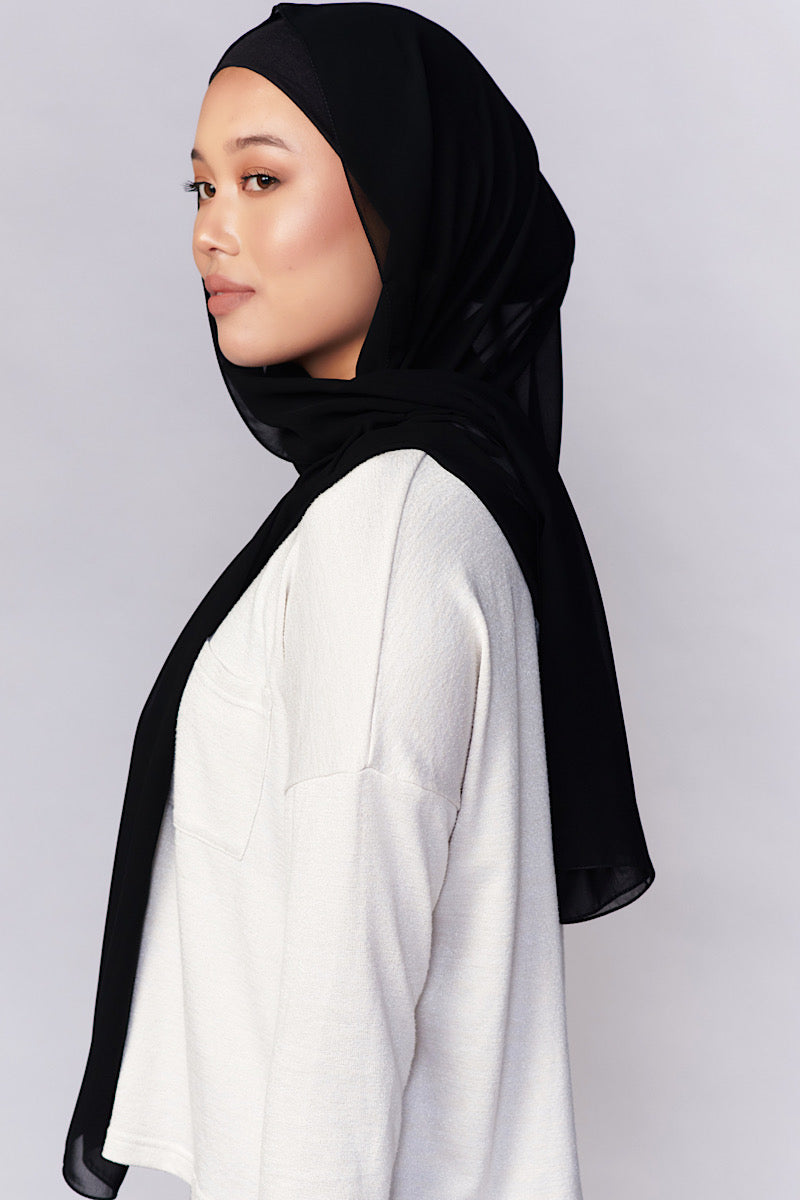 Petite Chiffon Hijab - Black