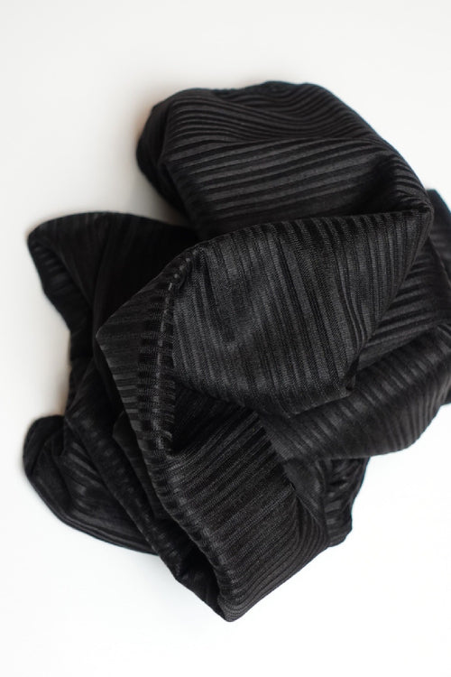 Petite Satin Ribbed Jersey Hijab - Black
