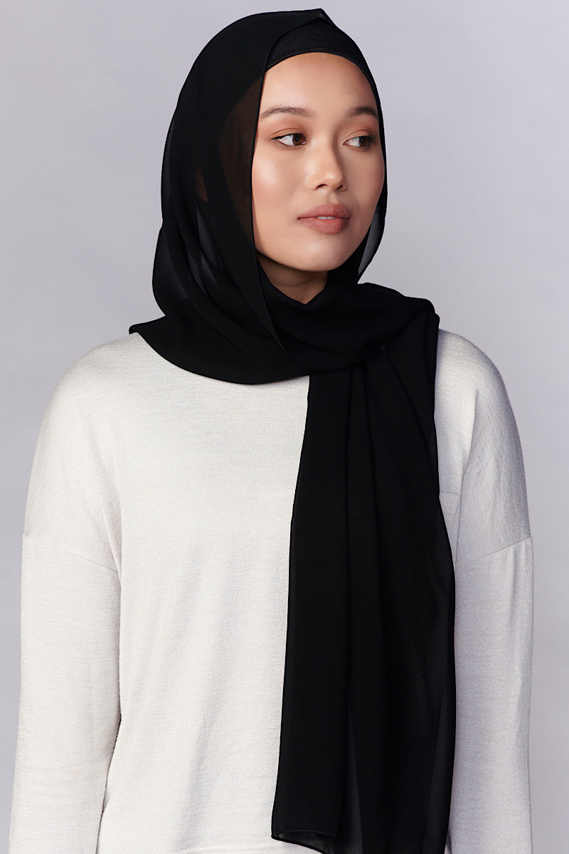 Petite Chiffon Hijab - Black