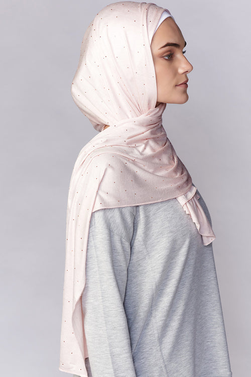 Petite Rhinestone Jersey Hijab - Ballet